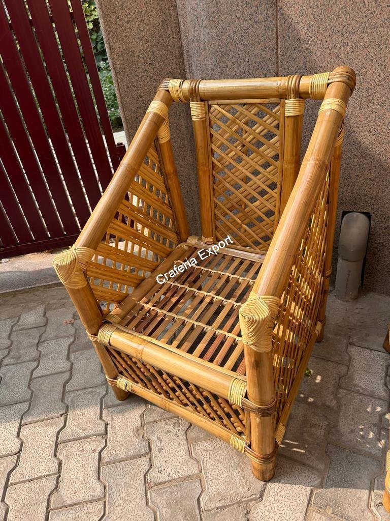 Eco-friendly Bamboo Chair table sofa furniture set for living room, café, restaurant, office- natural brown color