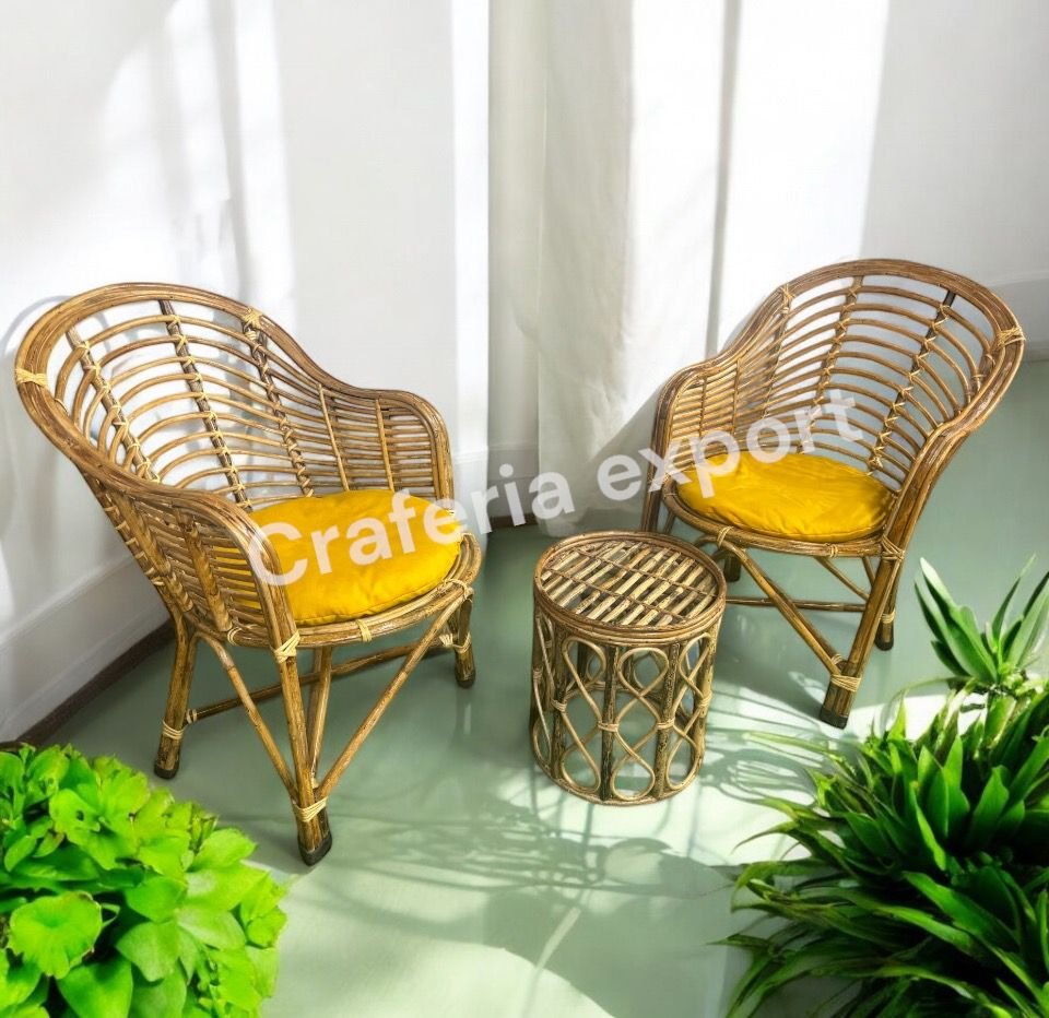 Cane Bamboo Chairs Stool Set Furniture | Outdoor Bait Kursi Set | Cafe Chairs | Restaurants Chairs Set