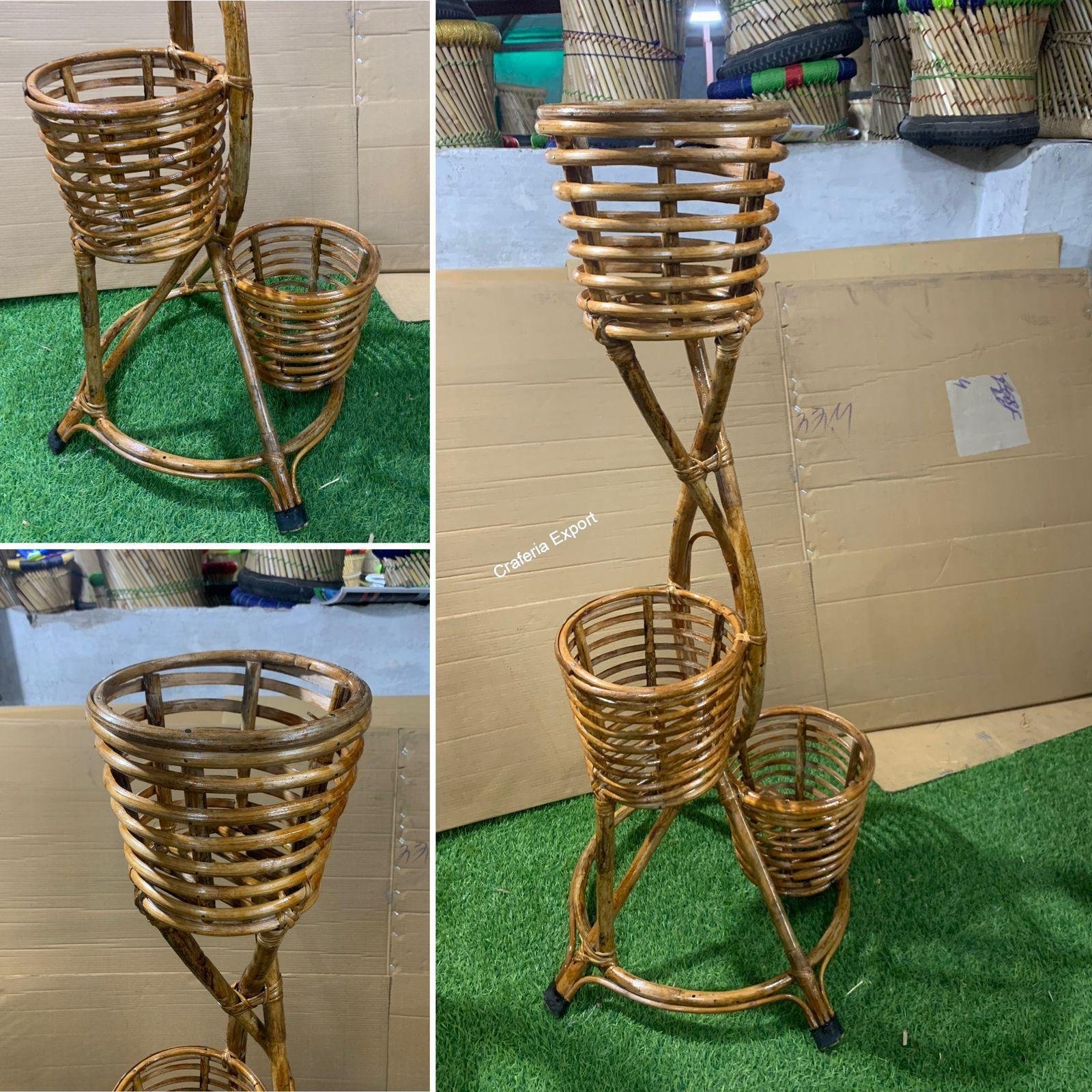 Bamboo cane flower pot stand planter for garden balcony home office