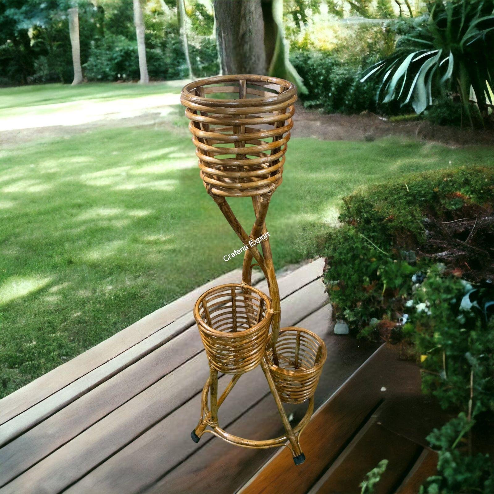 Bamboo cane flower pot stand planter for garden balcony home office