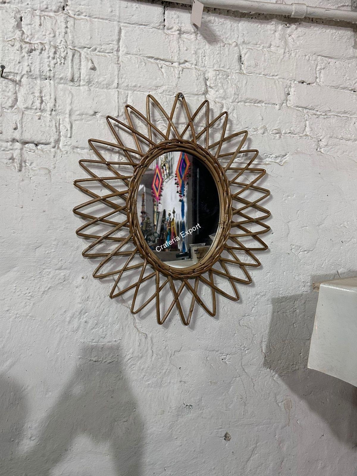 Rattan Cane Wall Mirror | Bamboo Wall Mirror for Wall Decor/Gifts