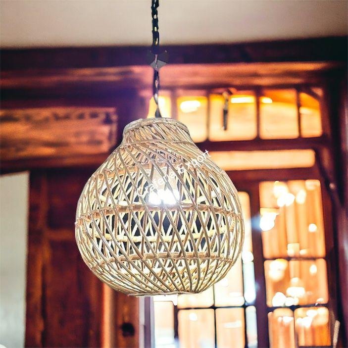 Rattan Ceiling Light Hanging Indoor Outdoor | Bamboo Cane Lampshade | Bamboo Hanging Lampshade
