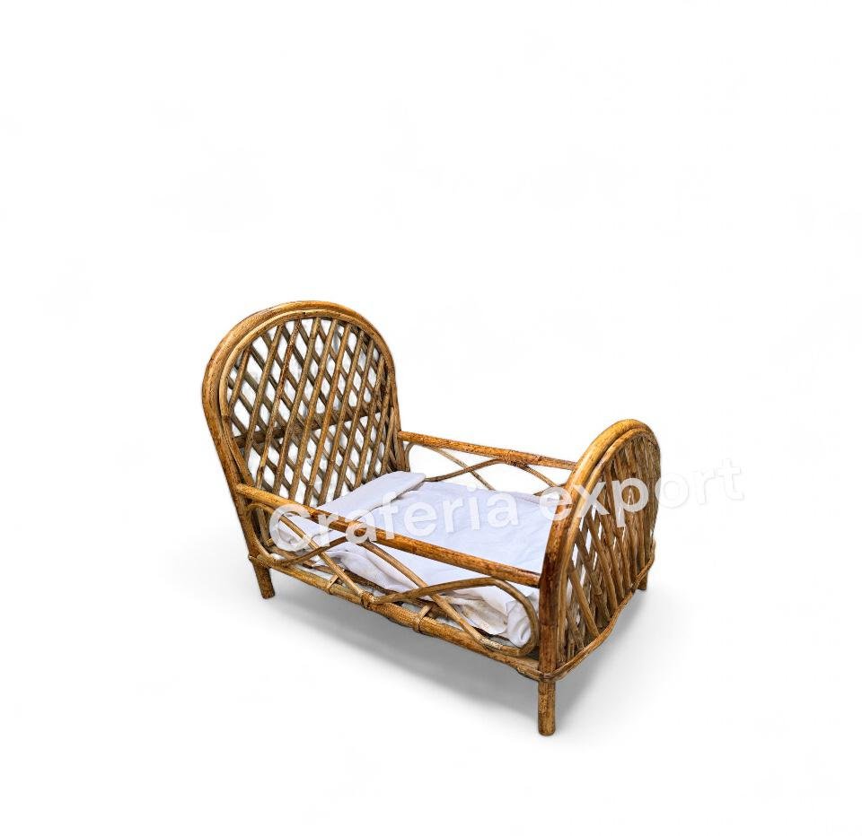 Newborn Baby Bed for Photography Prop, Infant Girl Photoshoot Props, Cane Bamboo doll Bed