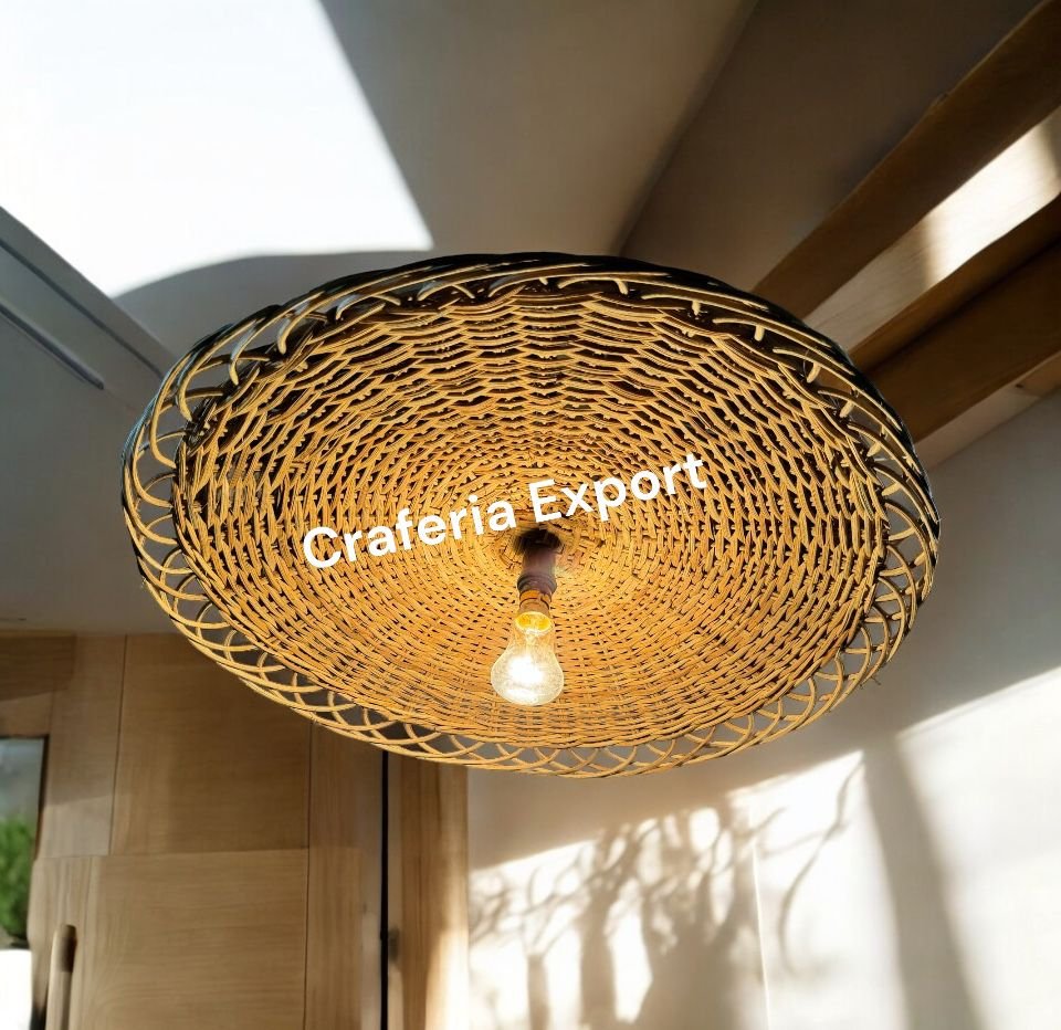 Natural Rattan Cane Pendant Lamp | Lampshade for Living Room/Cafe/Hotel/Bar/Restaurant