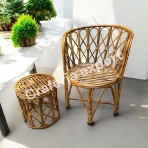 Cane Round Stool Chair/Side Table For Home Office Living Room