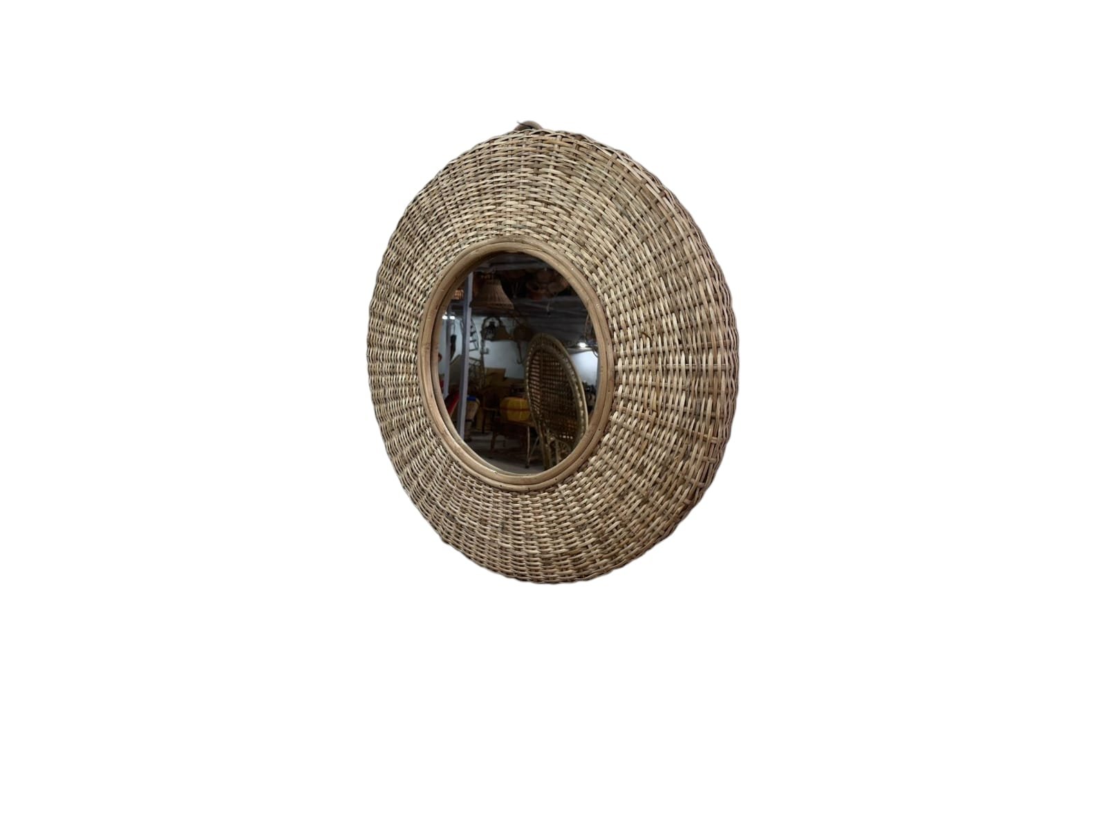 Natural Rattan Round Wall Mirror | Wicker Wall Home Decor Mirror | Decorative Wall Hanging