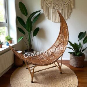 Cane Halfmoon Chair / Designer Moon Bamboo Chair for Event/Wedding/Cafe / Photoshoot -Indoor Outdoor use