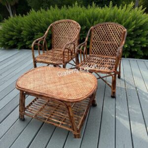 Cane Sofa Chairs with Table Set | Bait Chairs for indoor outdoor Cafe /Hotels/Home