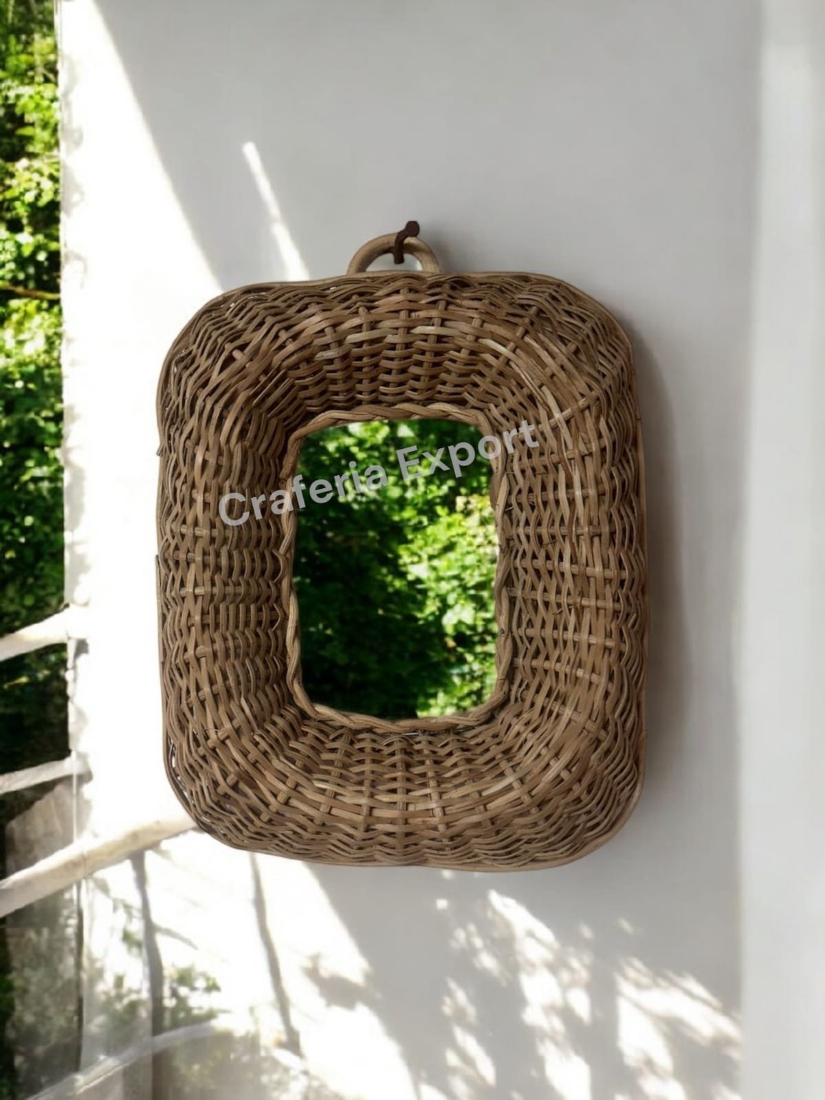 Cane Mirror Vintage Mounting Hooks Wall Mirror