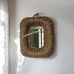 Cane Mirror Vintage Mounting Hooks Wall Mirror