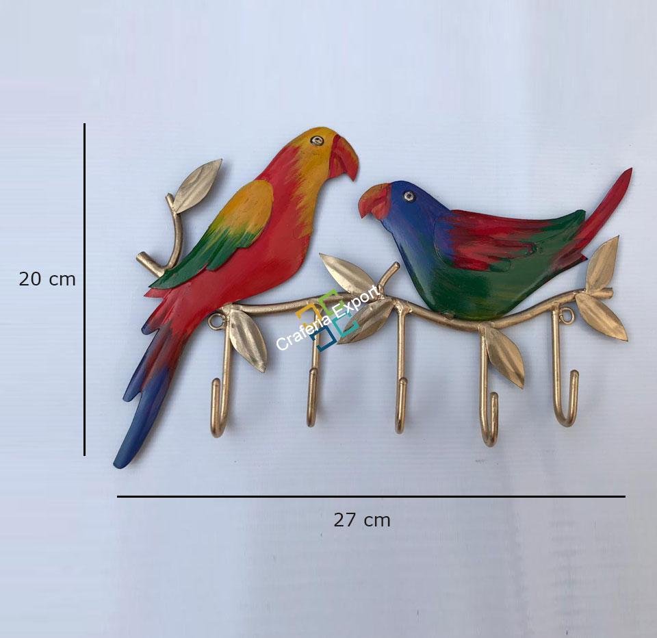 Colourful Parrot Sitting Key Holder /Wall Mount