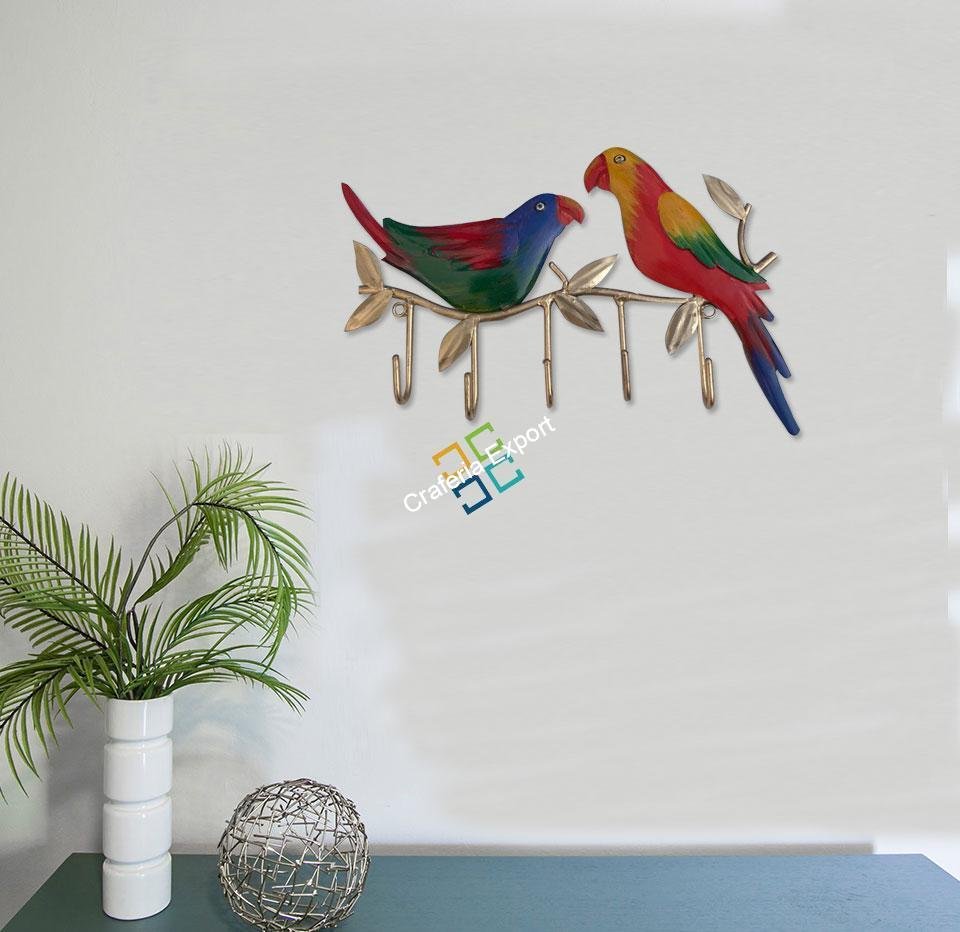 Colourful Parrot Sitting Key Holder /Wall Mount