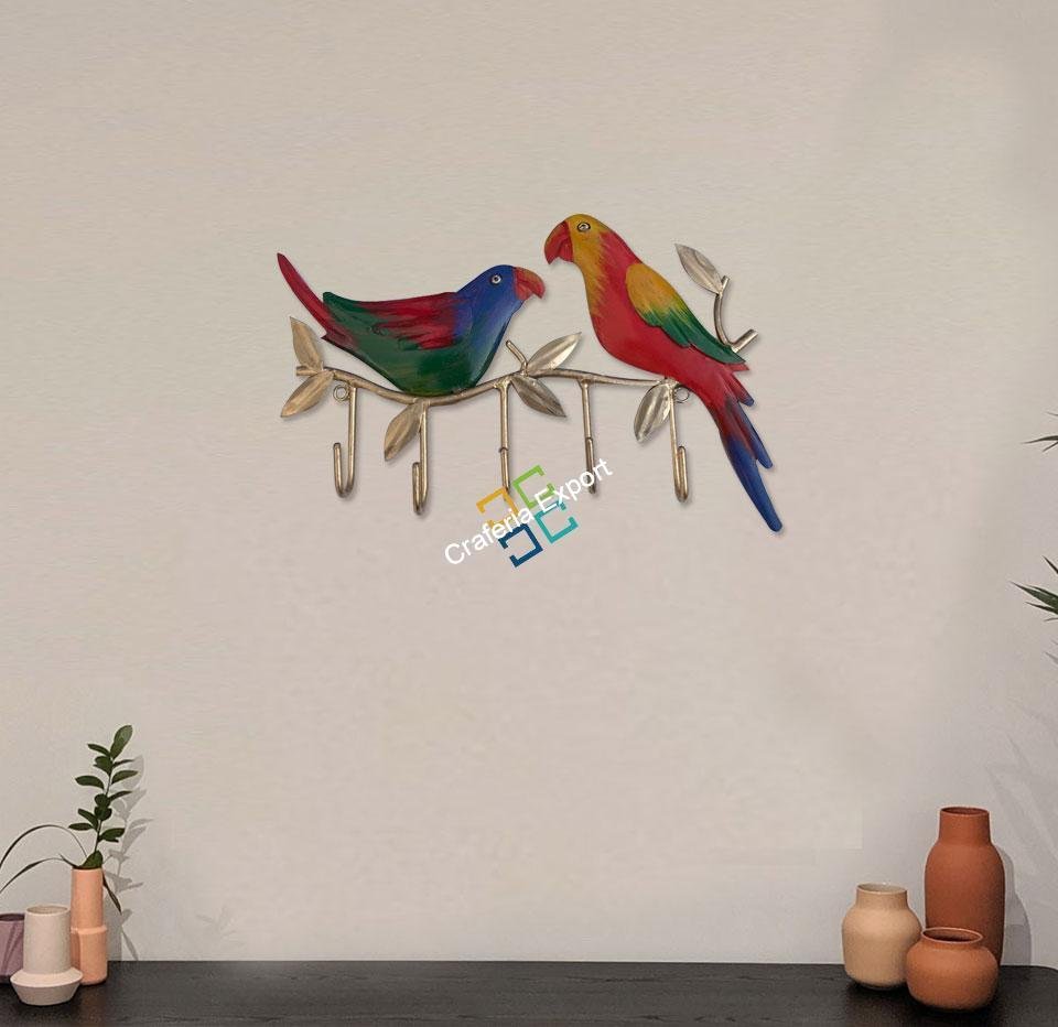Colourful Parrot Sitting Key Holder /Wall Mount