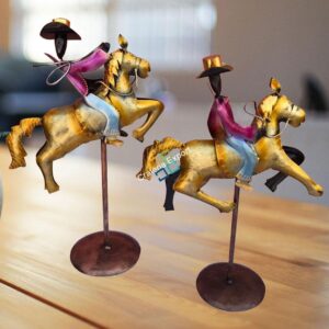 Vintage two cowboys on horse showpiece / table top  for interior decor