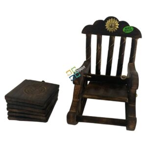 wooden chair shape tea coaster set