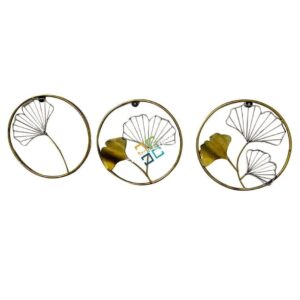 Round Ring shaped wall art panel with flower design for home decor set of 3