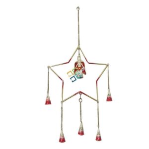 Metal star and heart-shaped wall hanging wind chimes for decoration with bells hang
