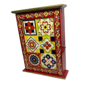 Wooden Hand painted Wall Mount Key Holder Box | Key Organizer Decorative Box for Home Office , Hotels Reception Area