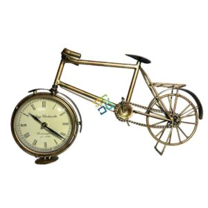 Handicraft Metal Cycle Table Organizer With Clock