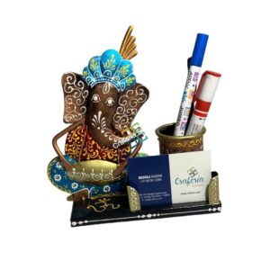 Multicolored Metal Ganesh Pen Stand/Card Holder