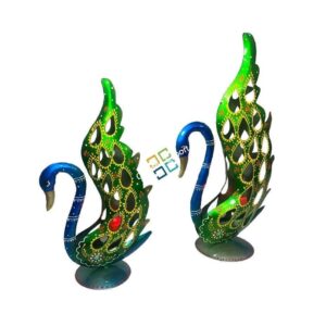 Beautiful peacock showpiece with candle holder stand set of 2 for home decor
