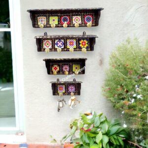 Wooden Tiles fitted Wall decorative Hook /Hanger Wood Key Holder set