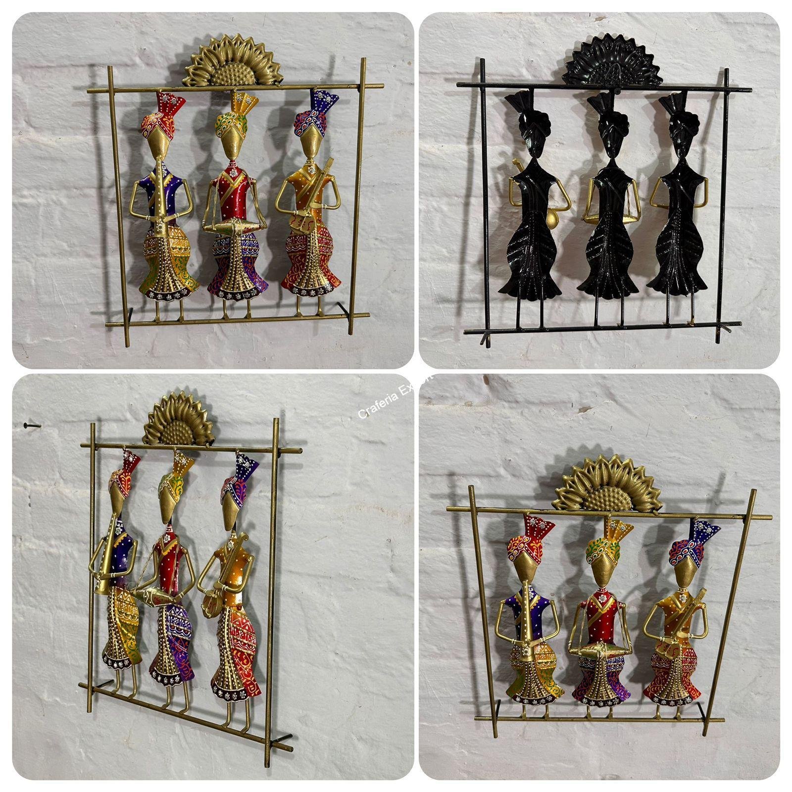 Multicolor Sardar frame metal wall decor panel for living room,office / Musicians Playing Music Metal Wall Art