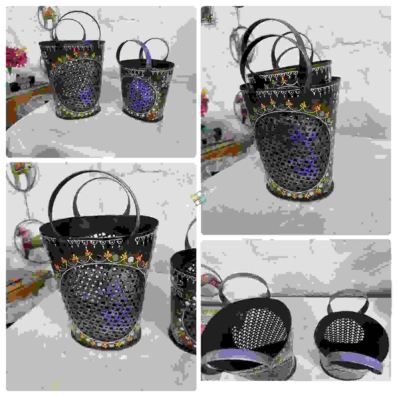 Handicrafted Wrought Iron Bucket Shaped Books /Magazine Holder/Utility Box