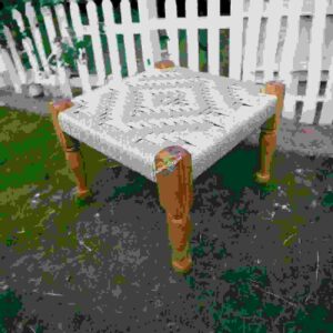 Wooden Moonj pidha stool / ottoman sitting stool for indoor and outdoor in 16’12 inch