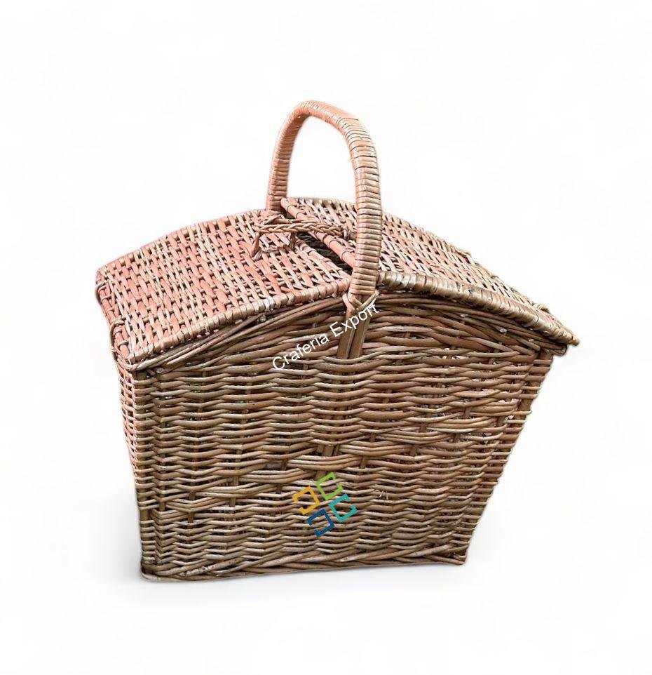 Eco-friendly Cane Laundry Picnic Basket / Rattan Wicker Storage Baskets - Brown color