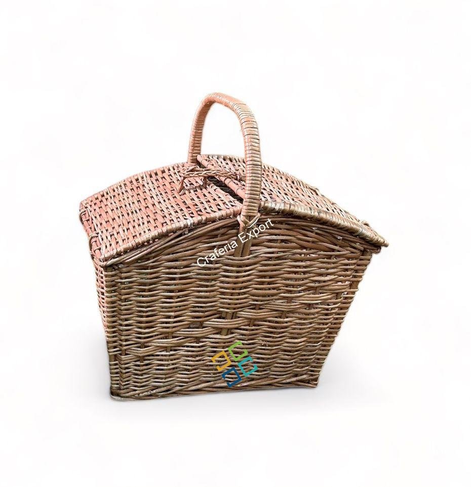 Eco-friendly Cane Laundry Picnic Basket / Rattan Wicker Storage Baskets - Brown color