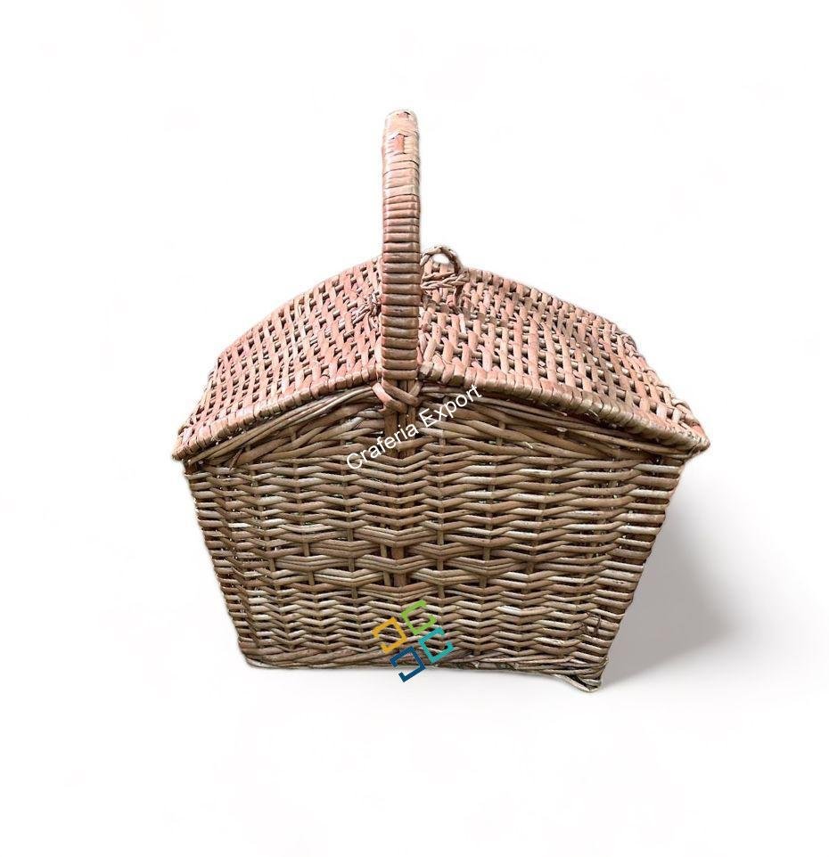Eco-friendly Cane Laundry Picnic Basket / Rattan Wicker Storage Baskets - Brown color