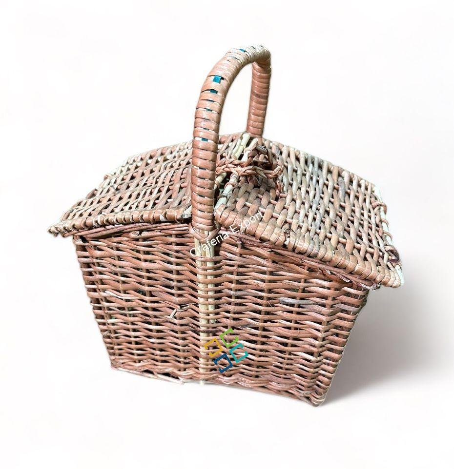 Eco-friendly Cane Laundry Picnic Basket / Rattan Wicker Storage Baskets - Brown color