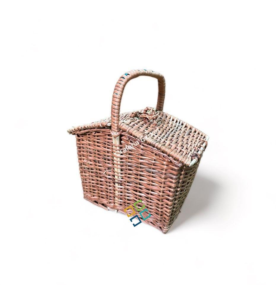 Eco-friendly Cane Laundry Picnic Basket / Rattan Wicker Storage Baskets - Brown color