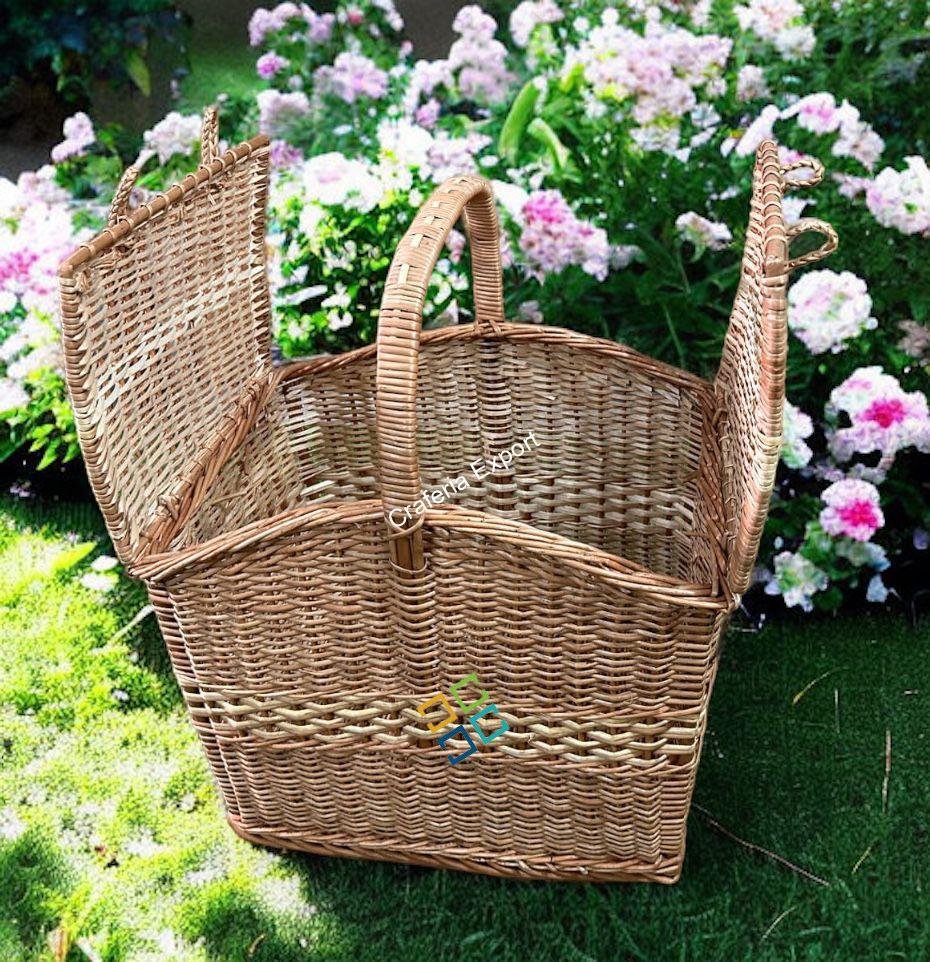 Natural Cane Bamboo Wicker Laundry Storage Baskets for Picnic, home, Cafe, restaurants - large size basket