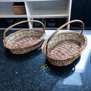 Willow Wicker Oval Shaped Baskets for Fruit Gift Packing /Kashmir Rattan Storage Basket for Gifts Hamper