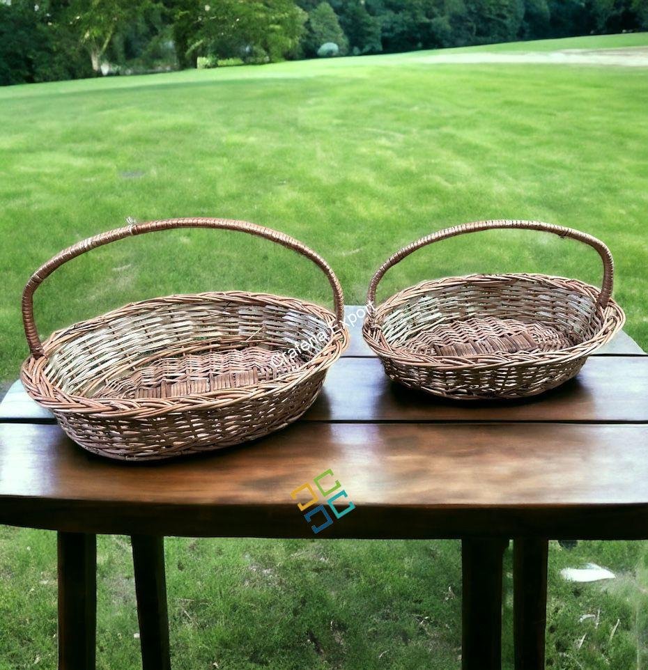 Willow Wicker Oval Shaped Baskets for Fruit Gift Packing /Kashmir Rattan Storage Basket for Gifts Hamper