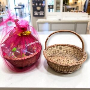 Willow Wicker Rattan Round Shaped Baskets For Gifts Hamper, Storage, Picnics/Multipurpose Basket With Handle