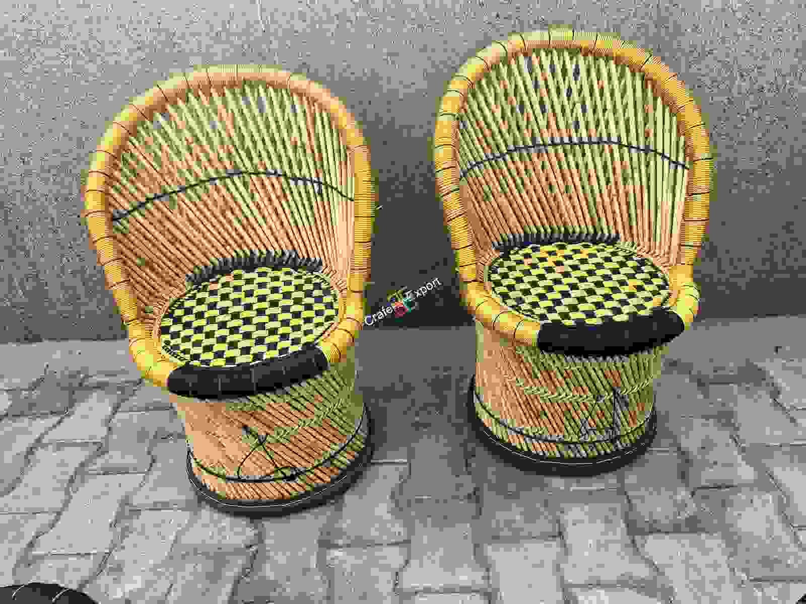 Bamboo mudda chairs table set for living room/ Office/ Balcony / Cafe Restaurants  set of 5