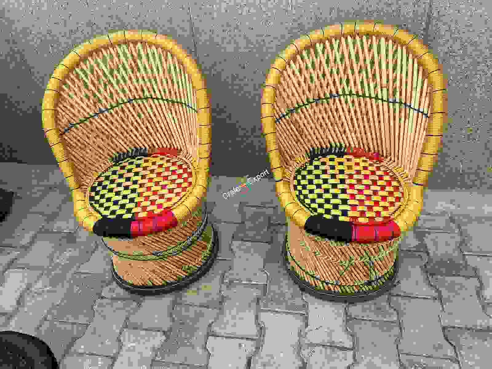 Bamboo mudda chairs table set for living room/ Office/ Balcony / Cafe Restaurants  set of 5