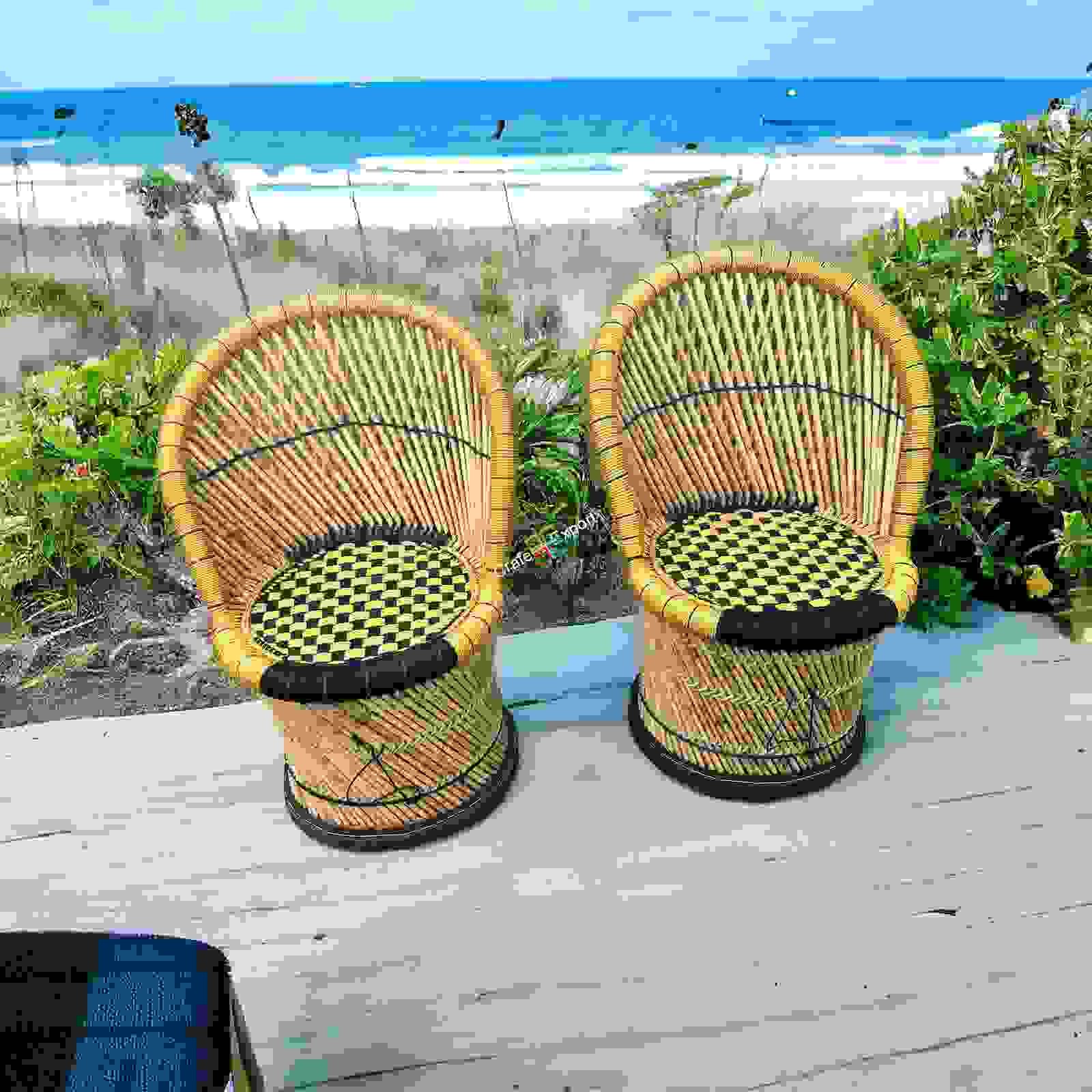 Bamboo mudda chairs table set for living room/ Office/ Balcony / Cafe Restaurants  set of 5