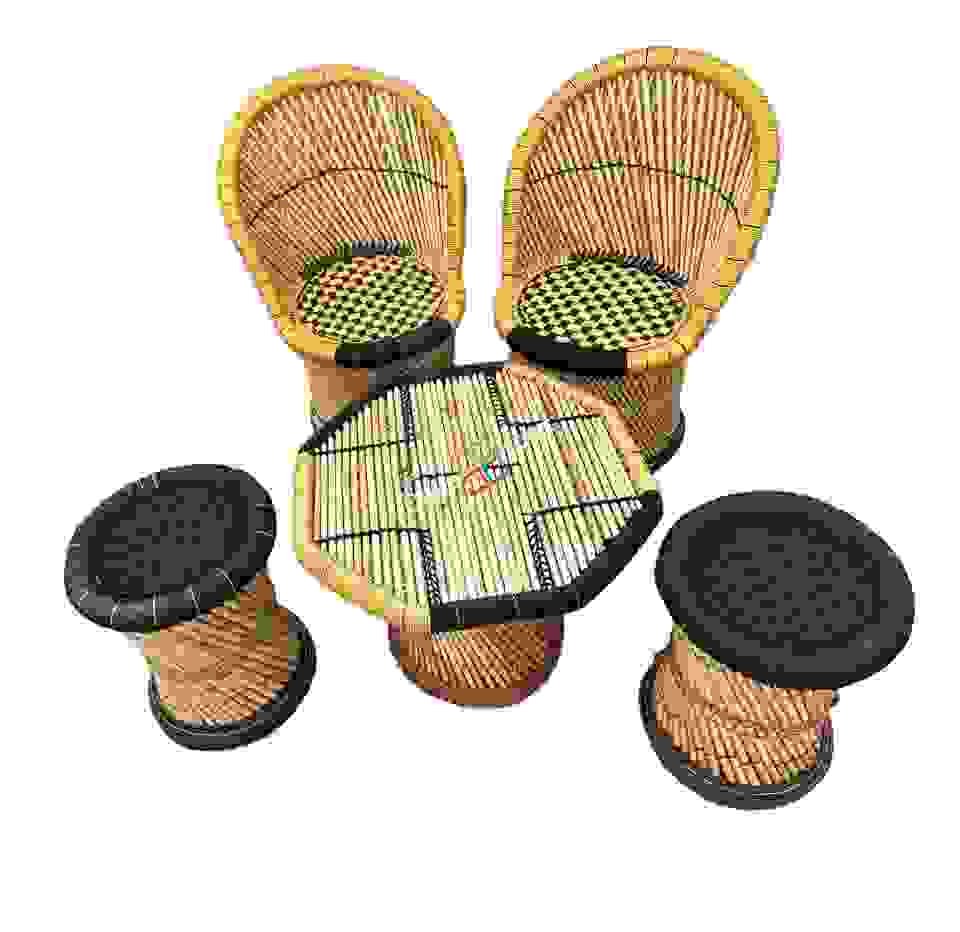 Bamboo mudda chairs table set for living room/ Office/ Balcony / Cafe Restaurants  set of 5