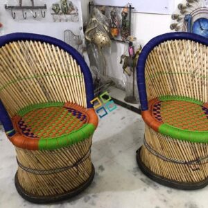 Handicraft Cane Bamboo chairs for outdoor/indoor use (set of 2)-medium
