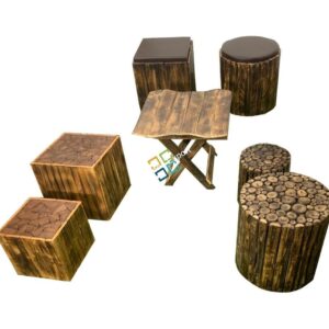 Natural Wood Coffee Table Stools furniture set | Home Luxury Ascents