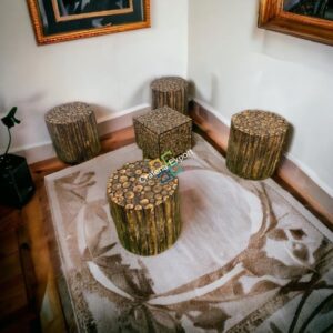 Wooden Round Shaped Coffee Table Stools