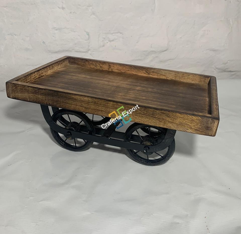 Wooden Serving Platter for Dining Table | Vintage Thela Trolley | Thela Serving Tray Snack Platter