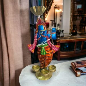 Standing Krishna Statue Showpiece With Metal Tealight Candle Holder For Home Decor And Gifts