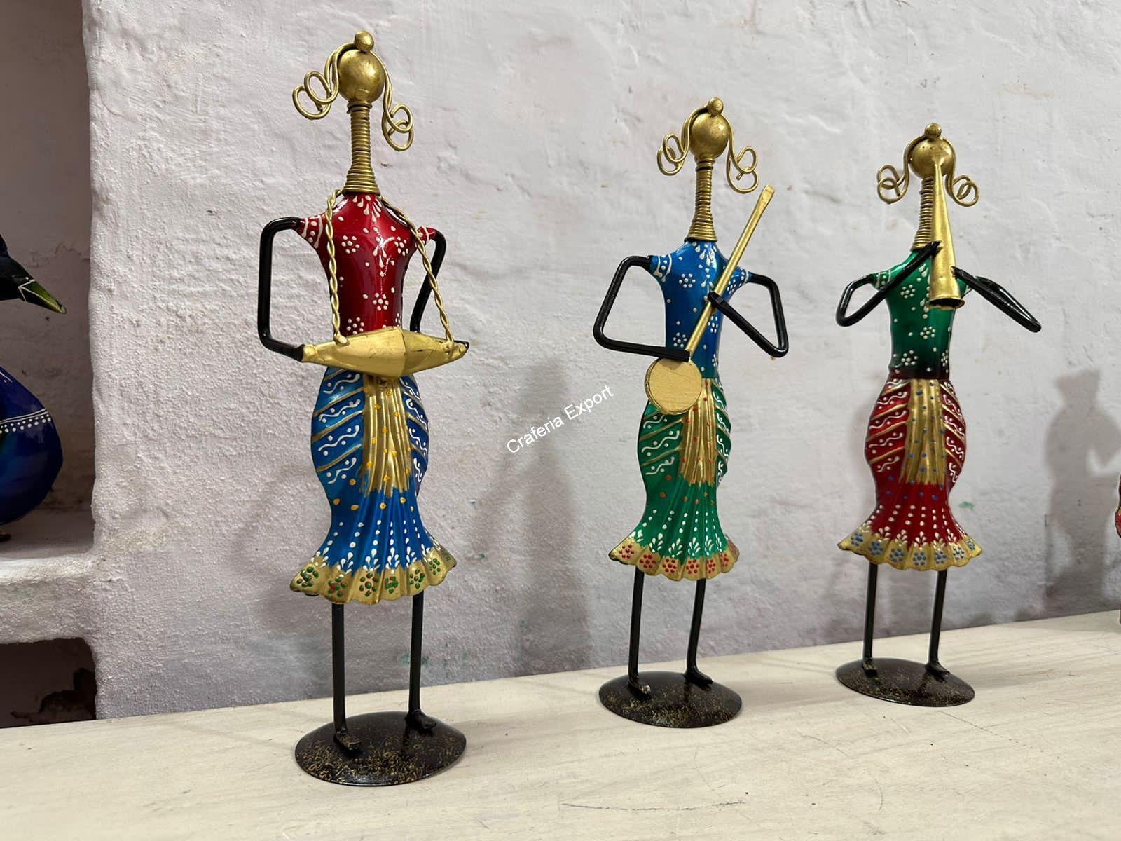 Tribal Lady Musicians Showpieces Set of 3 for Home Decoration, Office, Table Decor
