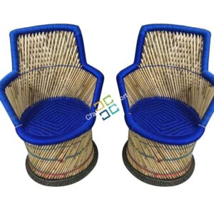 Blue Mudha chairs with Handrest set of 2 (xl size)