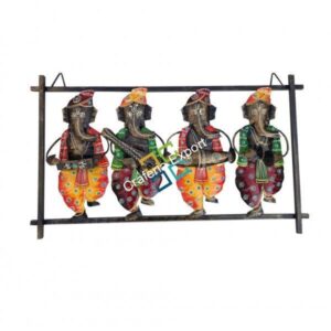 Exquisite iron wrought Musician Ganesha Wall Hanging